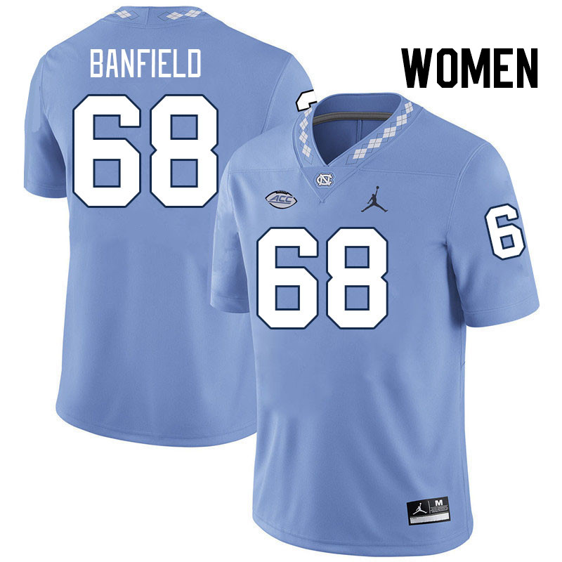 Women #68 Aidan Banfield North Carolina Tar Heels College Football Jerseys Stitched-Carolina Blue